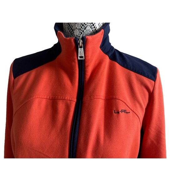 Womans L-RL active wear, Ralph Lauren active jacket Orange & Navy zip sweater - Picture 10 of 12